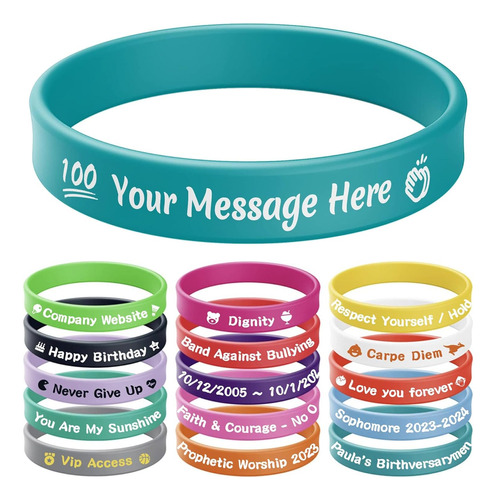 Pulseras De   Personalizadas Granel Texto, Clipart, Log...