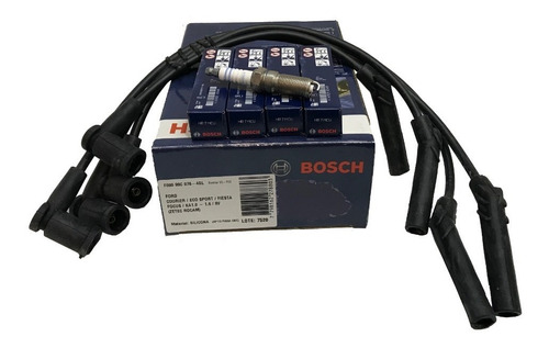 Juego Cables Bujia + Bujias Bosch  Fiesta Max 1.6 8v Rocam