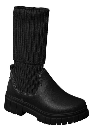 Bota Cano Alto Infantil Ortopé Glam Boot Plus Tecido Preta