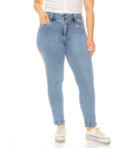 Jeans Wados Pitillo Tiro Medio Push Up Pret.media 2 Botones