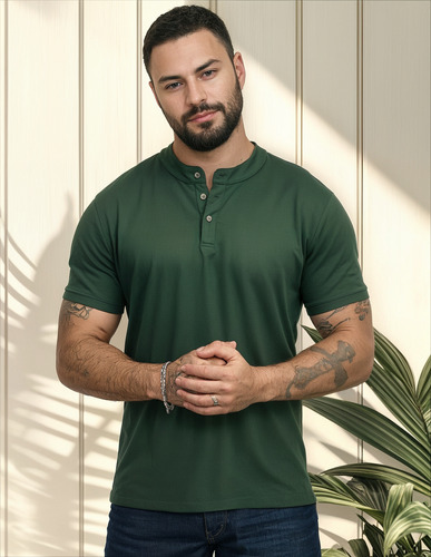 Camiseta Gola Portuguesa Padre 3 Botões Malha Cotton Premium