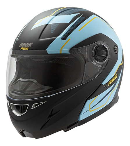 Casco Rebatible Hawk Rs5 Resistance Negro/celeste -teo Motos