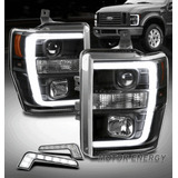 Fit 08-10 Ford Super Duty Led Black Projector Headlights Nnc