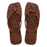 Chinelo Feminina Havaianas Slim Square Animal Print Quadrada