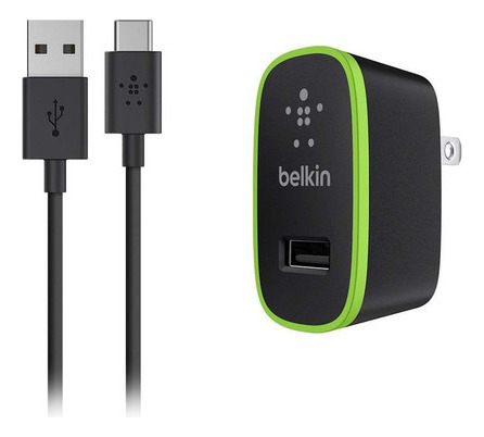 Cargador De Pared Usb Belkin 2.1 Amp Con Cable Usb-a A Usb-c Color Negro