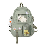 Mochila Escolar De Nylon De Viagem Impermeável Kawaii Menina