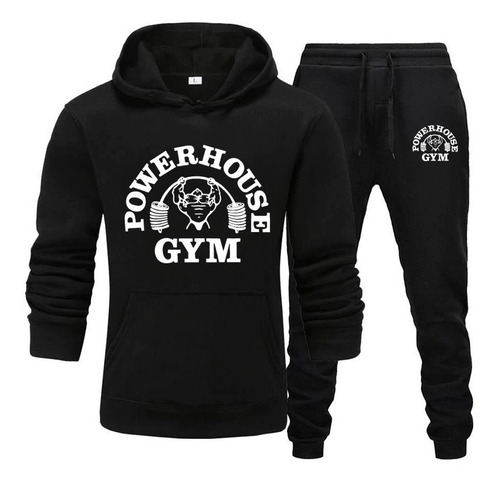 Conjunto Moletom Power House Gym Musculação Academia Canguru