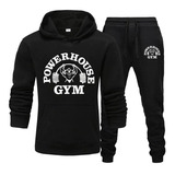 Conjunto Moletom Power House Gym Musculação Academia Canguru