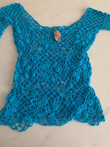 Vestido Remeron Tejido Calado Crochet Playa