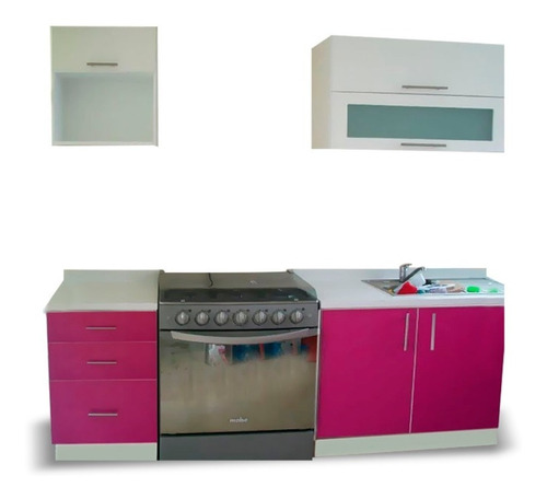 Cocina Integral Moderna Berlin Derecha P/estufa 2.10m Rosa.