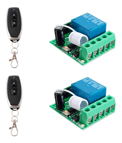 2 Receptores Rf 1ch Y 2 Controles 433/315mhz Domotica, 12v