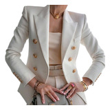 Blazer Entallado Para Mujer Con Botones Dorados [u]