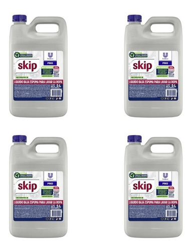 Jabón Líquido Skip Baja Espuma Unilever 5 Lts X 4 Unidades
