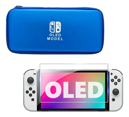 Capa Case Armazenador Console Switch Oled + Película Vidro