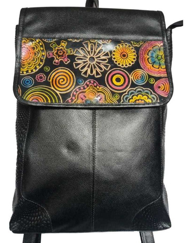 Morral Efrén En Cuero Con Tala Artesanal