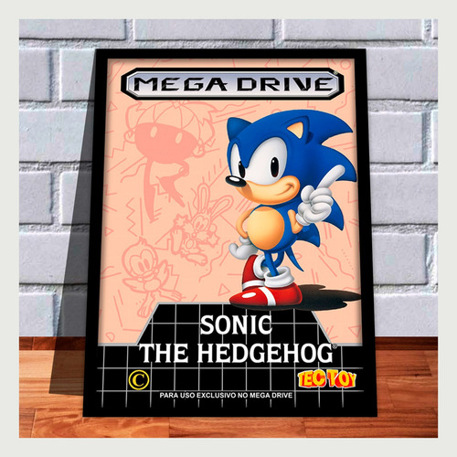 Quadro Decorativo Capa A3 33x45 Sonic Mega Drive Tectoy