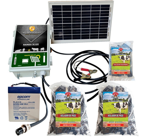Energizador Ganadero Solar (10 Km) + Aisladores Gratis