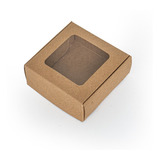 50 Cajas Kraft Para Chocolate 10 X 10 X 4 Cm Con Ventana 