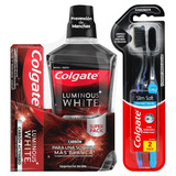 Colgate Luminous White Kit Crema + Cepillos + Enjuague Bucal