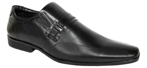 Sapato Ferracini Masculino Conforto Couro Macio Preto Fivela