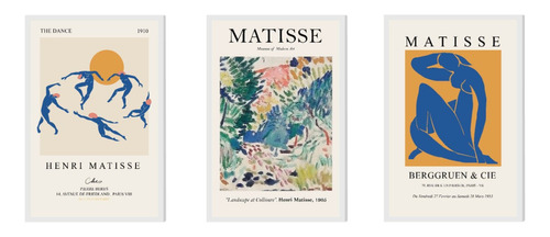 3 Cuadros Henry Matisse 45x30 Marco Impreso Decofactory