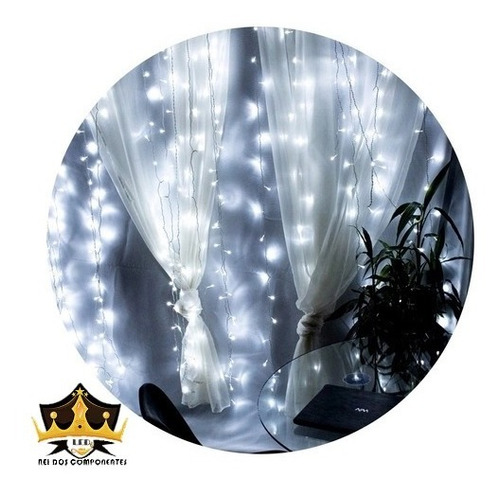 Cortina 500 Leds Fixa Branco Frio 3 X 2,5 Festas Natal 110v