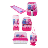 Kit Capas Cozinha Decoração Completa Corujas Rosa Enxoval