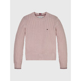 Sweater Punto Canalé Global Stripe Rosado Tommy Hilfiger