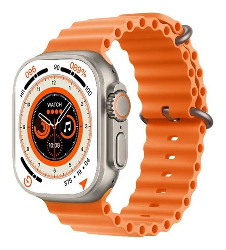 Reloj Inteligente S8 Ultra Pro Max Para Android iPhone Color De La Caja Plateado Color De La Correa Naranja