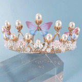 Corona Tiara  Perlas Cristal Zircon Niña Cumpleaños