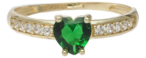 Anillo Corazón Promesa Verde Oro 10k