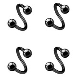 Piercing Espiral Twist Helix 12mm X 3mm Bola 4 Piece Negro