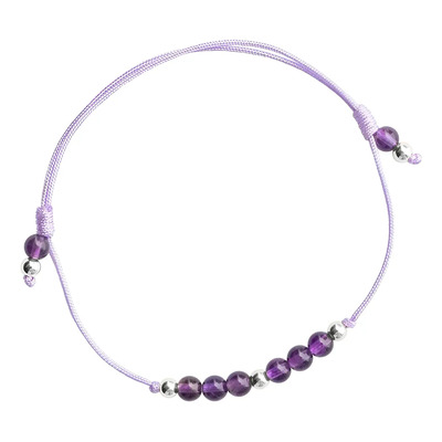 Bonita Pulsera Amatista Piedra Natural Plata Ley 925 B103 Diámetro 7 Cm Largo 25 Cm | Envío gratis