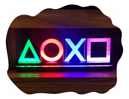 Abajur Luminária Led Playstation Sony Ps4 Símbolos 25cm