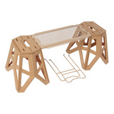 Juego De Taburete Y Mesa Plegable, Taburete Plegable, Caqui