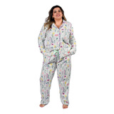 Pijama Feminino Inverno Blusa E Calça Soft Estampado - 2095