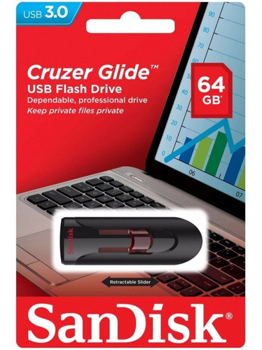 Pen Drive 64gb Cruzer Glide Usb 3.0 Sdcz600 Sandisk Lacrado