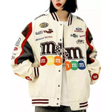 Chaqueta Moto Hip Hop De Uniform Béisbol Bordado Parejas M&m