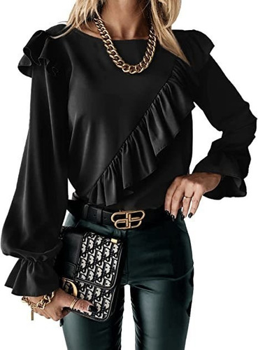 Camisa Blusa Social Feminina Elegante Babado Chique M298