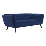 Sofa Haru 3 Puestos Tela Terciopelo Azul