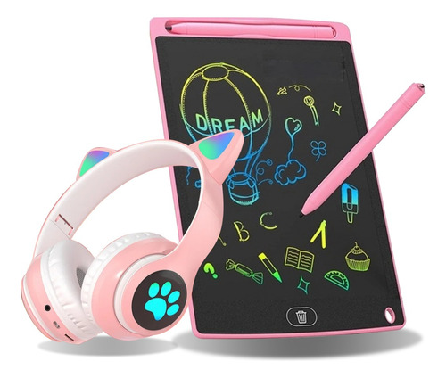 Fone Gatinho Sem Fio Com Led Bluetooth Infantil + Brinde