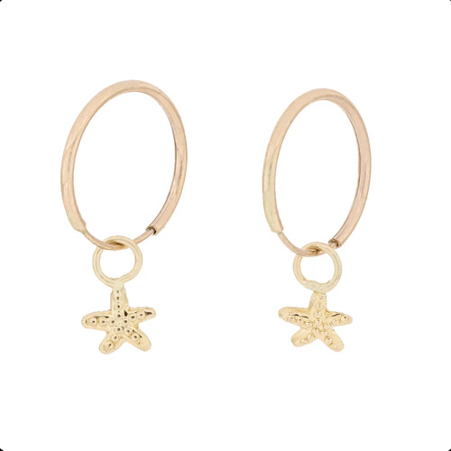 Mini Arracadas 11mm + 2 Dijes Oro 10k Kt / Regalo Niña Mujer