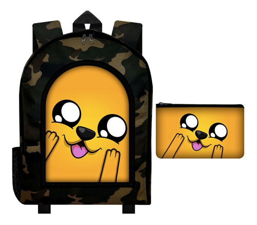 Combo Mochila Camuflada + Cartuchera Los Compas Mike Crack