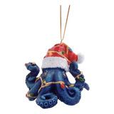 Festivo Pulpo Azul Ornamento De Navidad, Náutica Holid...