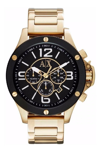 Reloj Armani Exchange Ax1511 Chrono Dorado Negro Para Hombre