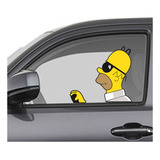 Sticker Calcas Homero Conduciendo Auto P/ Cristales Auto H1