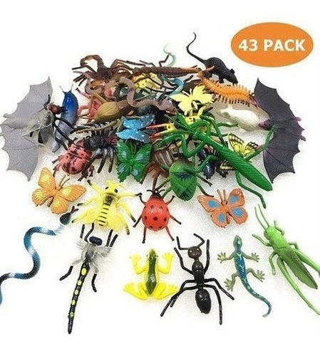 Pacote 43 Fake Bugs Mini Insetos Realistas Brinquedos Insect