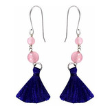 Aretes Anzuelo - Silvesto India Cuarzo Rosa Redondo Cabochon