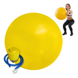Bola Suiça Amarela 75+bomba Yoga Academia Exercicio Fitness
