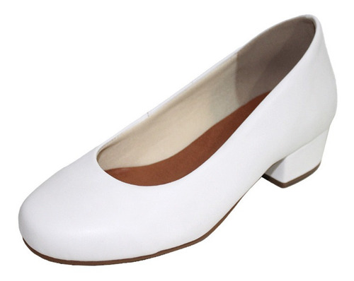 Sapato Feminino Uniforme Salto Baixo 3cm Branco Mod. 2145